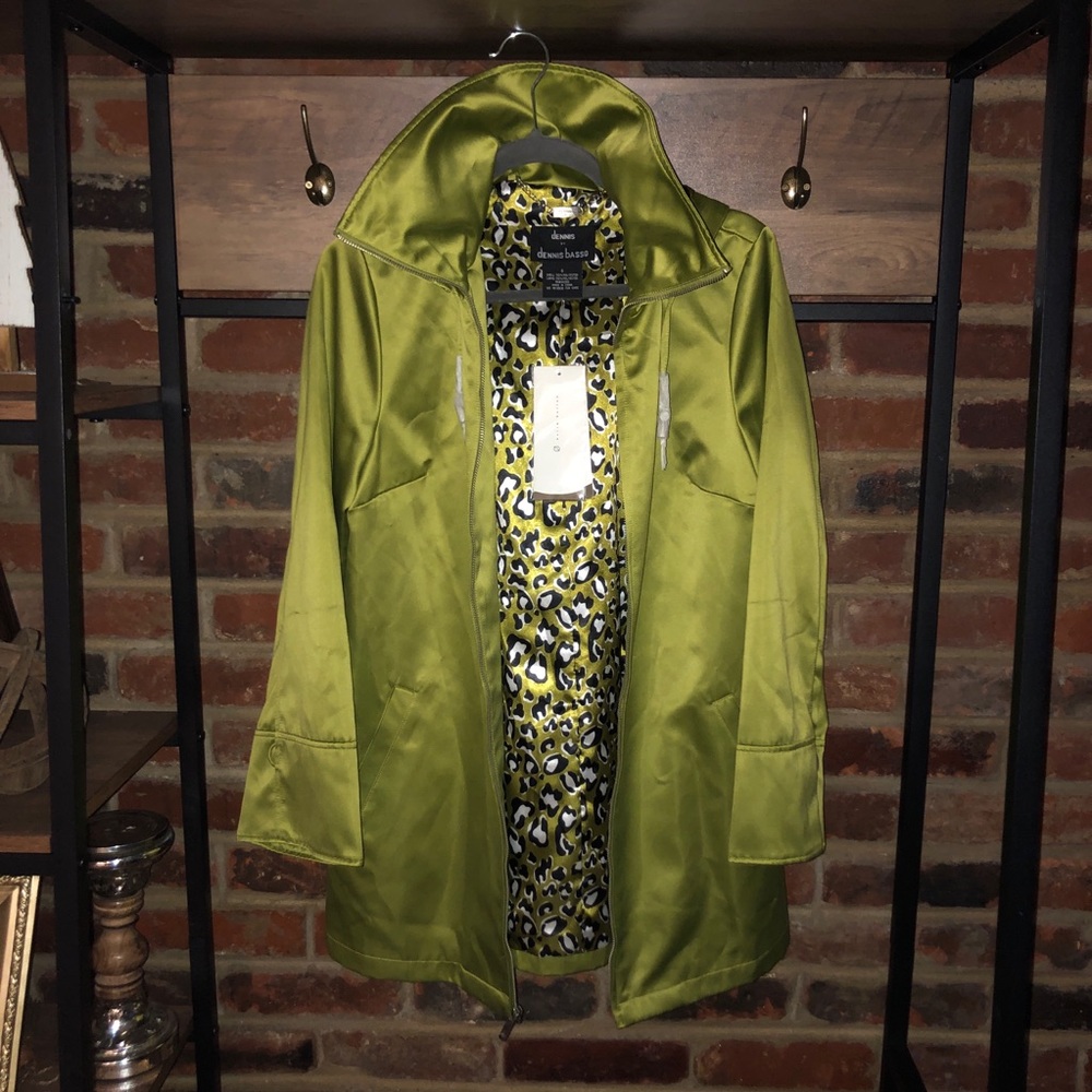 NWT Dennis Basso Olive Green Rain Coat - Sz S
